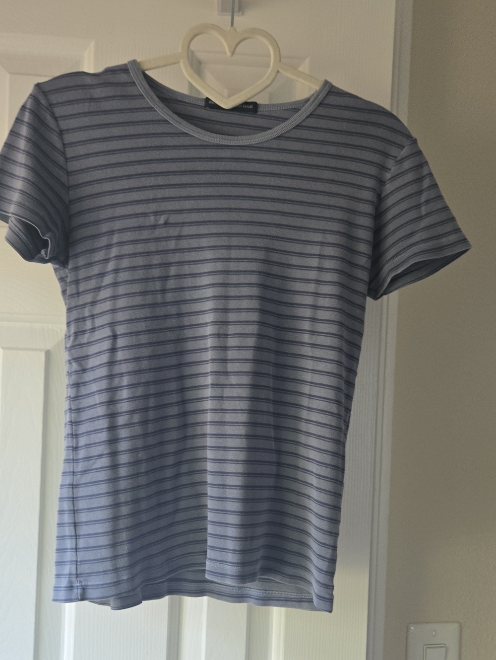 Brandy Melville Navy and Light Blue Striped Tee